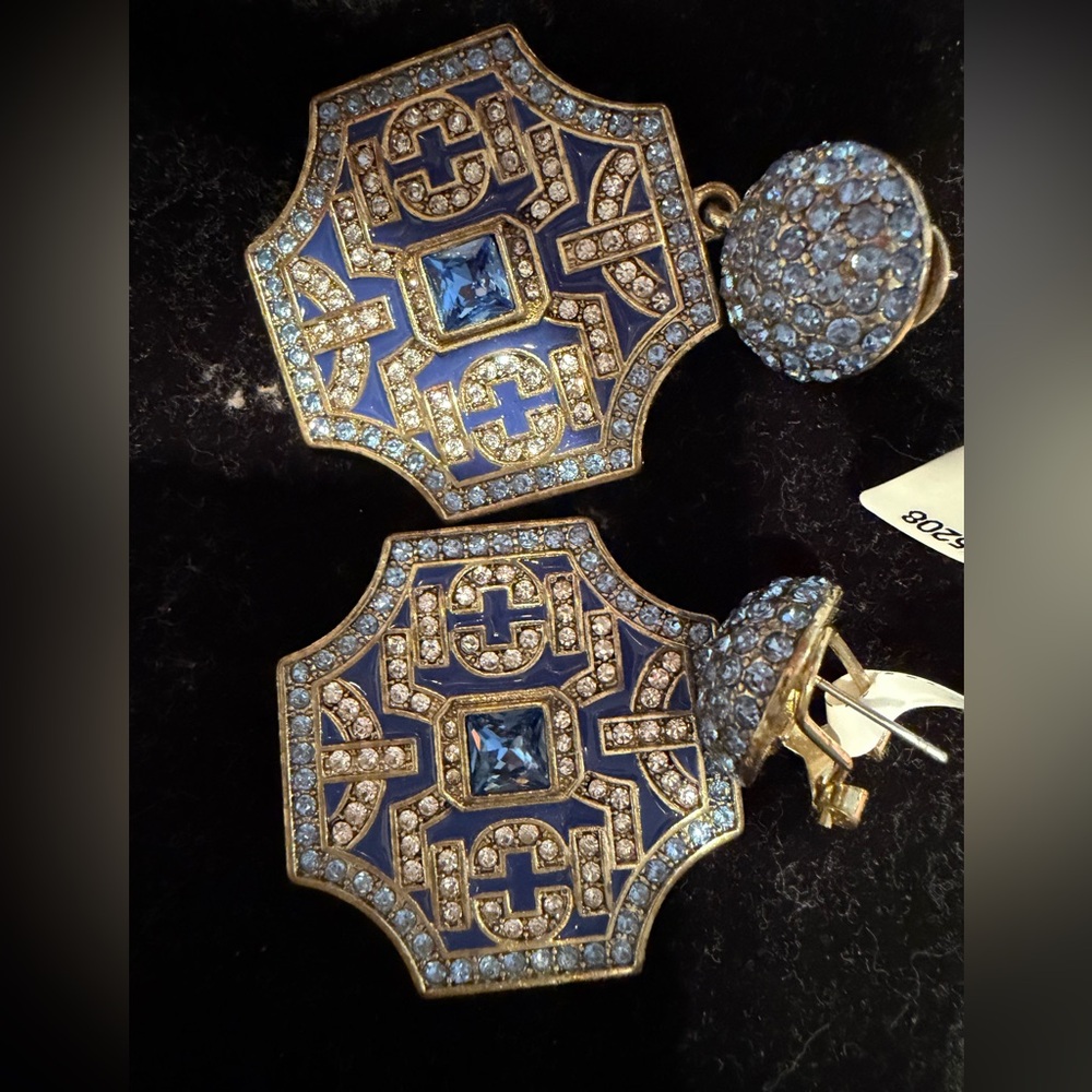 Heidi Daus Blue and Gold Earrings
